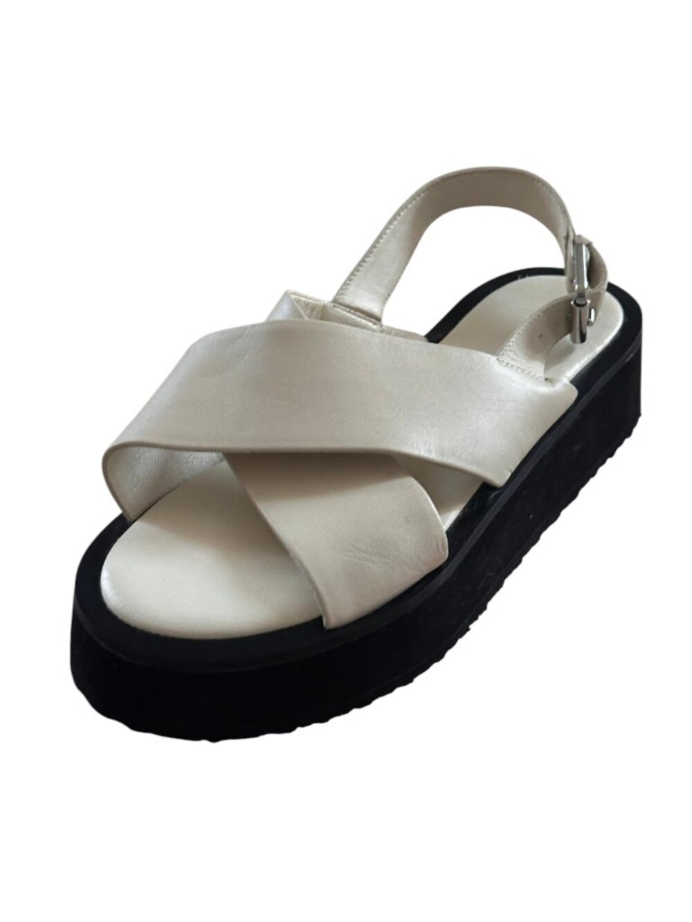 Anthropologie Maeve Chrissy Leather Platform Sandals White EU 39 US 8 NWOT